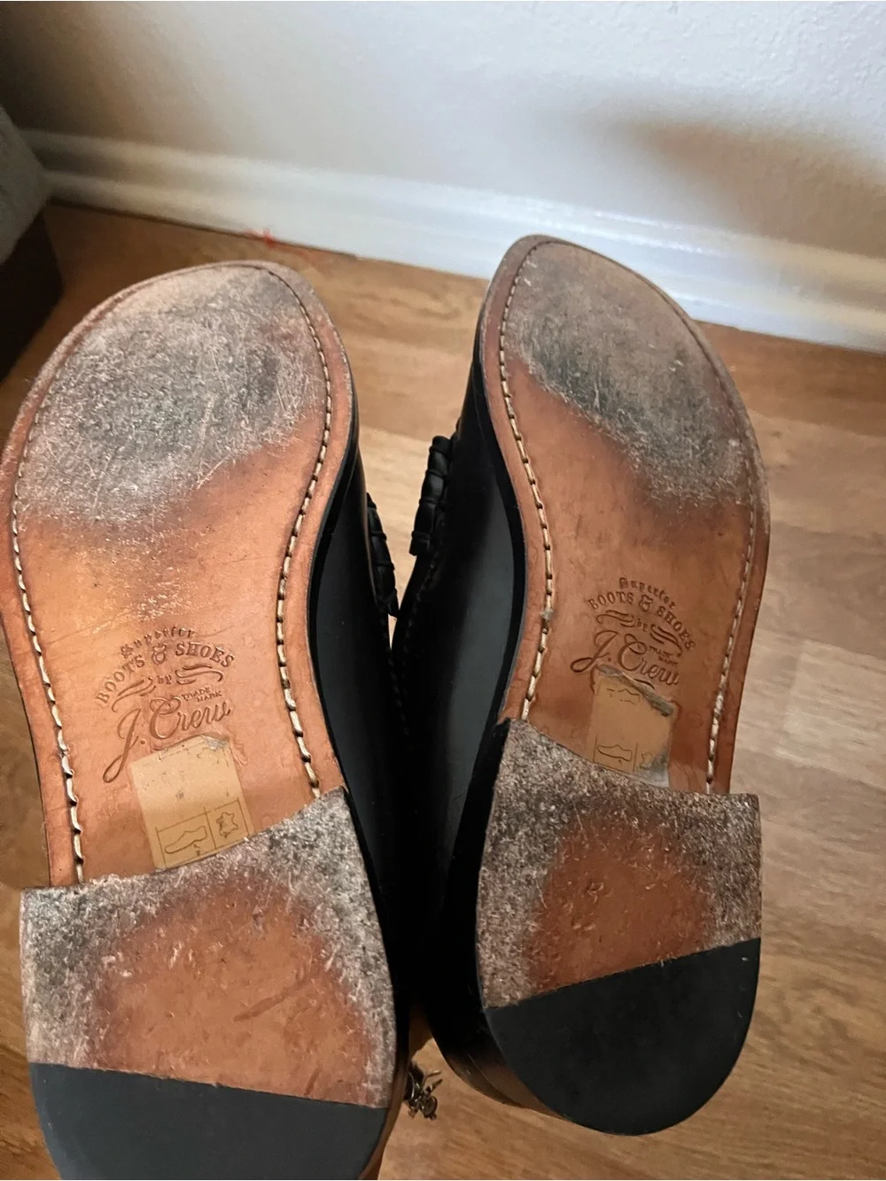 J. Crew Black Leather Penny Loafers for Men - Size 8.5
